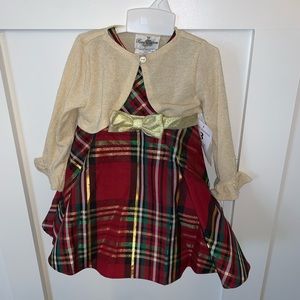 Infant girls red and gold dress